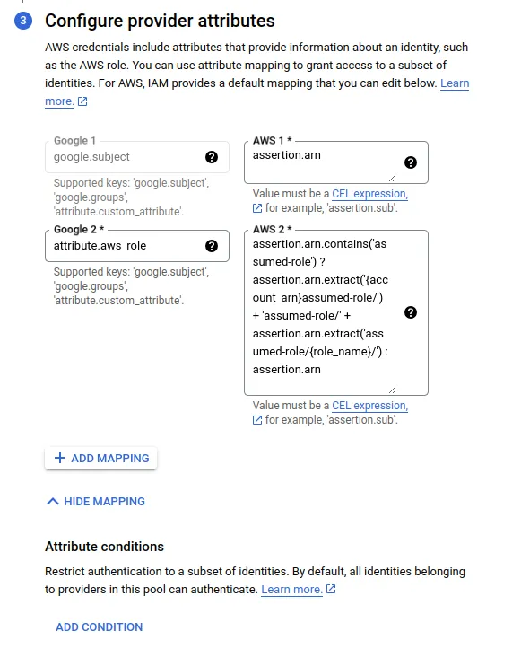 Attribute Mapping console