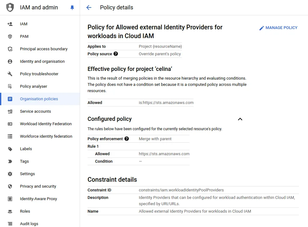 Modified AWS Policy