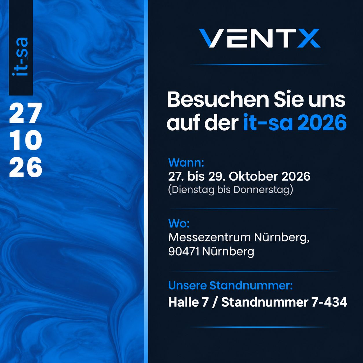 ventx auf der it-sa 2026, Halle 7, Stand 7-434